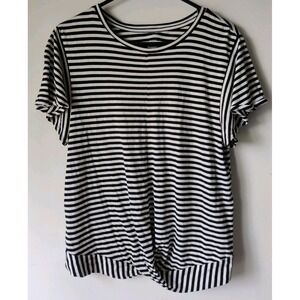 Banana Republic Women's Designer Tee Striped Twist Front‎ Black/White Size L